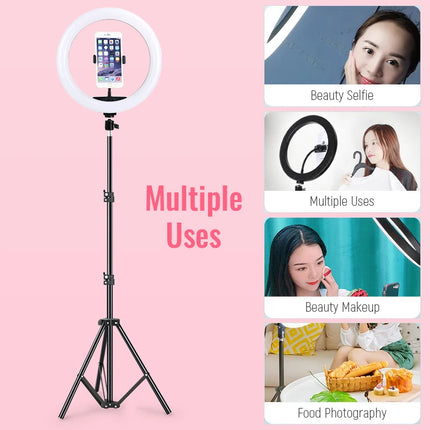 26cm 10inch Led Selfie Ring Light Round Ring Lamp with Phone Holder Photography Fill Lighting with Tripod for Youtube Live Video