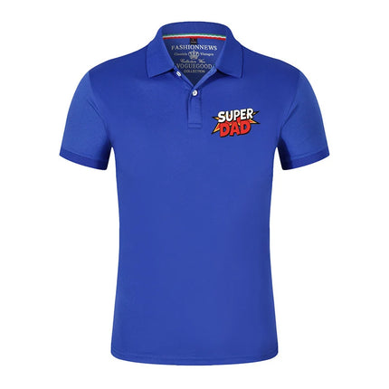 2025 Summer Men's super dad Logo Print 100% Cotton Men's Short Sleeved Polo Shirt Solid Color Fashion Daily Wear Top