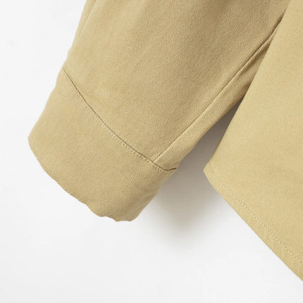 Fashion Men's Business Casual Long Sleeve Shirt with Double Pockets Turn-down Collar Office Work Wear Outdoor Utility Clothing
