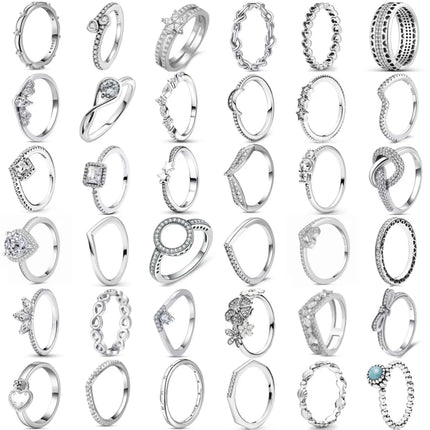 New 925 Sterling Silver Rings Stackable Infinite Silver shining Zircon Ring For Women Wedding Anniversary Birthday Jewelry Gift
