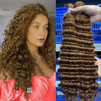 Deep Wave Hair Bulk For Boho Braids 100% Human Hair Extensions No Weft Pure Color Curly 12A Vietnamese Hair 30 inch Bundle