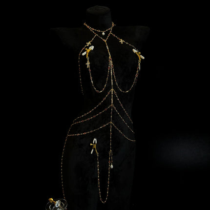 Sexy Sultry Body Chains Rhinestone Collars Nipple Clitoral Clamps Anal Plugs Feminine Erotic Accessories BDSM Training Sex Toys