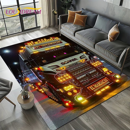 2025 New 3D S-Scania Top Class Truck Lorry Cartoon Rug Carpet for Living Room Bedroom Home Decor, Floor Mat Non-slip Sofa Doormat