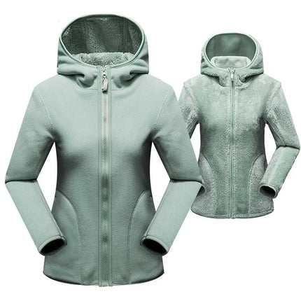 Women Pullover Sweatshirts Winter Unisex Reversible Hoodie  Warm Polar/Coral Fleece Hooded Jacket Ladies Flannel Coat Hoody