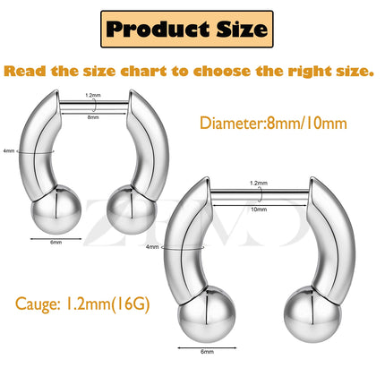 ZEMO 1 Piece 16G Horn Nose Ring Stainless Steel Threadless Septum Ring Spike Ox Horn Ear Helix Nostril Piercing Jewelry 8MM/10MM