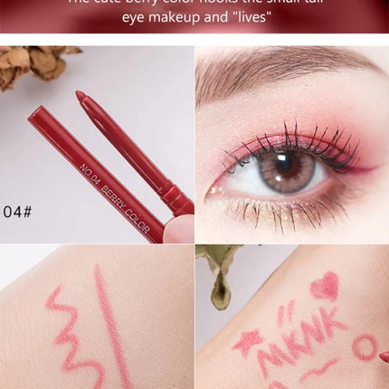6 Colors Eyeliner Pencil Waterproof Long-lasting Red Black Brown Eyeliner Easy Wearing Quick Dry Smooth Eye Liner Gel Eye Makeup