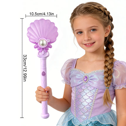 Children's Glowing Musical Shell Magic Wand, Dreamy Fairy Princess Flashing Magic Wand, Magic Props for Girls' Role-Playing Party Costumes, Stage Performance Interactive Light-Up Wand, Perfect Children's Gift, Children's Nove