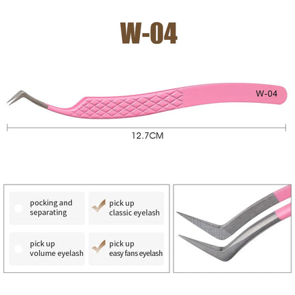 Natuhana Rose red Tweezers Stainless Steel  Tweezers High Precision Anti-static Tweezers for Eyelash Extensions Makeup