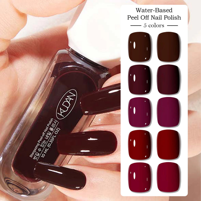 5pcs 10ml Water-Based Peel Off Nail Polish Set Red Pink Long Lasting Quick Drying No Need of Lamp to Cure Nail Supplies Nail Art