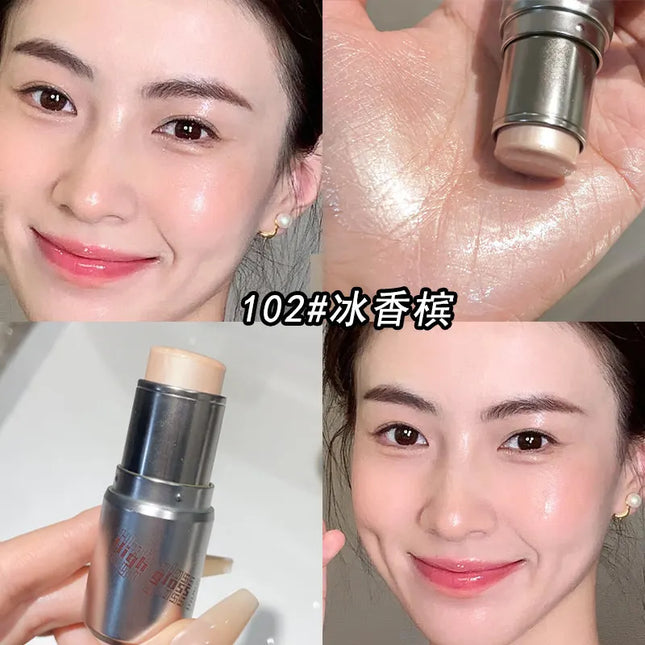 Kaxier Sheer Highlighter Stick Transparent Dewy Natural Look Brightening Pearlescent Blush Cream Contouring Stick
