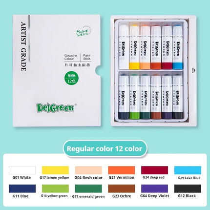 6/12/18/24 Color Soft Solid Gouache Paint Sticks Set Crayon Stick Kids Student Artists Drawing Safe Washable Non-toxic Pastels