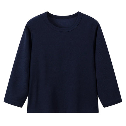 Children's Autumn Solid Color Simple Versatile Long-Sleeve T-shirt Boys' Casual Sports Shirt Girls' Fashion Round-Neck Sweatshirt