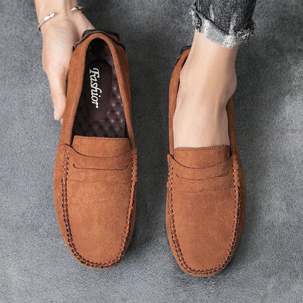 Fashion Suede Men Casual Shoes Breathable Leather Mens Loafers Slip on Male Driving Shoes Luxury Brand Comfortable Boat Shoes