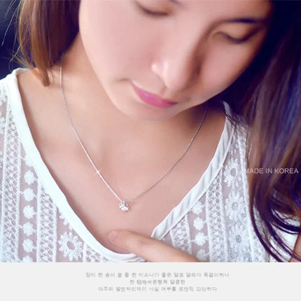 925 Sterling Silver Fashion Jewelry 18 inches Square Shiny AAA Zircon Pendant Necklace For Women Wedding Birthday Gifts