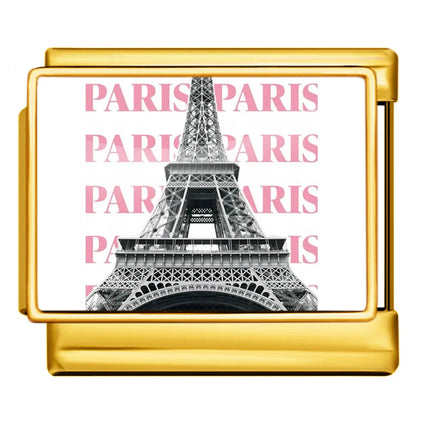 2025 Hot Selling Creative English Landmark Italian Charm Chain 9mm Stainless Steel Modular Bracelet Jewelry Wholesale