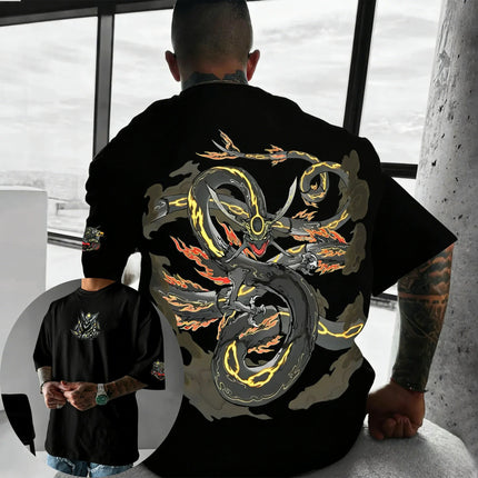 Pokemon  Handheld Game Rayquaza Printed Cotton T-shirt Summer New Harajuku Plus Size Unisex Loose Casual Y2K Parent-child Top