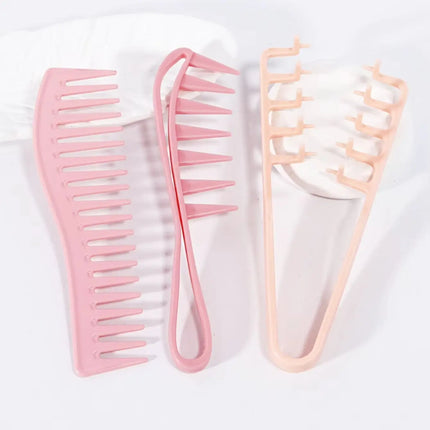 3pcs/set hair comb set, hair salon hair grabbing tool, curved wide tooth comb, curved handle comb, special for real hair wigs