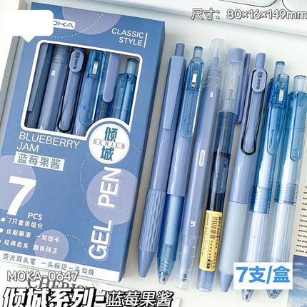 7 pieces/box Minimalist Transparent 0.5mm Gel Pen Fashion Office Signature Pen Creative Multifunctional