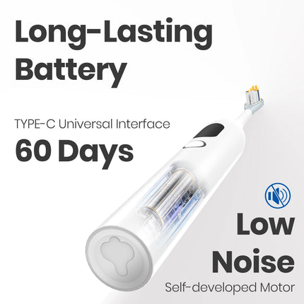 Dr.Yadent Sonic Vibration Sweeping Electric Toothbrush LED Monitor 5 Modes Airplane Mode for Travel Silicone Coated Brush Head