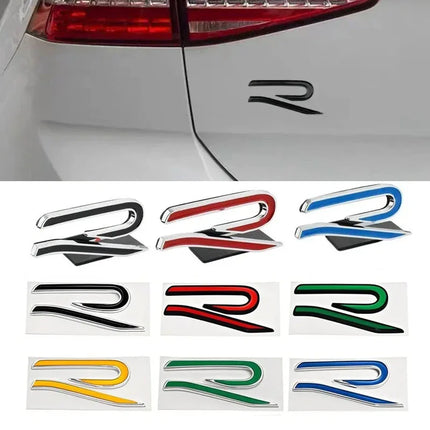 New R Emblem Car Metal Body Tail Trunk Sticker Car Grill Badge Emblem For Volkswagen VW GTI Rline Polo Golf MK8 Touareg Passat