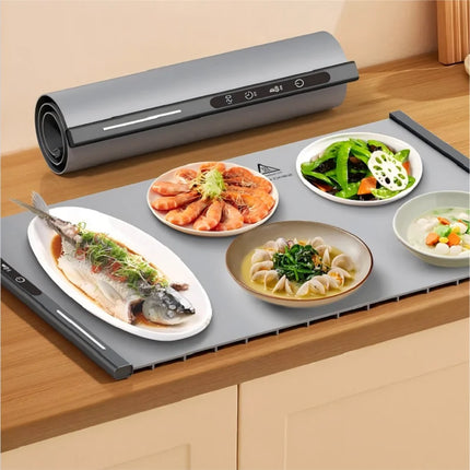 HOMEFISH Portable Electric Food Warming Tray Foldable Warm Mat with 3 Temperature Settings Fast Full Surface Heating for Parties