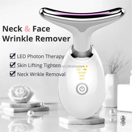 3 in 1 Microcurrent Neck Massager Facial Lift Tighten Face Contour and Smooth Lines Device 3 Color LED Light Beauty Instrument
