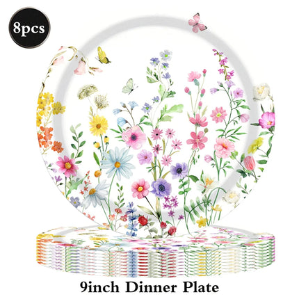 Wildflower Party Decorations Birthday Plates And Napkins Balloons Flower Banner Spring Floral Baby Shower Garden Party Supplies