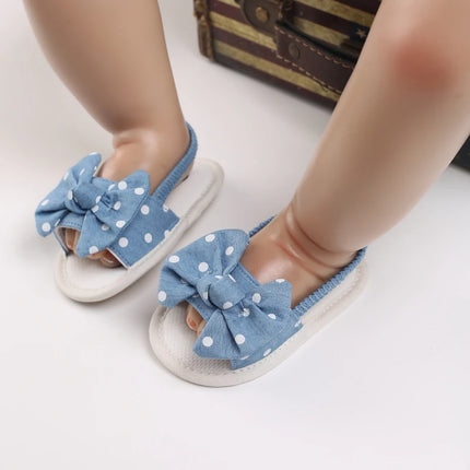 0-18 months cute baby shoes summer small fresh blue bow princess shoes sandals soft and comfortable soles slip walking shoes