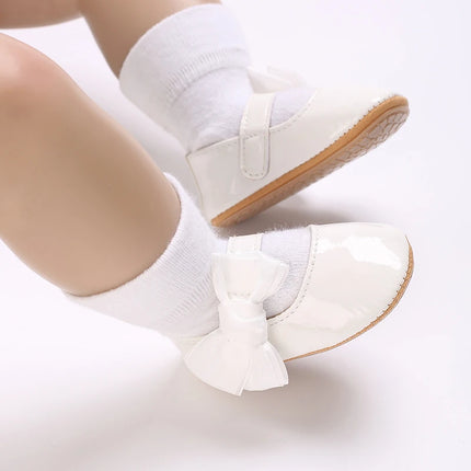 Spring and Autumn Red Comfortable Bow Detail Women's Baby Shoes for Newborns and Girls