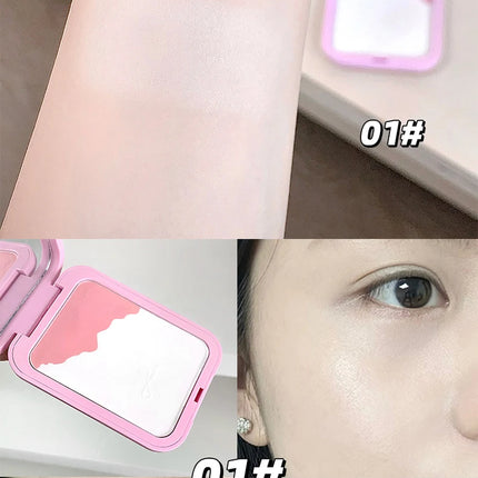 Gege Bear 2-in-1 Highlighter Blush Powder With a Powder Puff Multi-functional Makeup Brightening Natural Matte Makeup