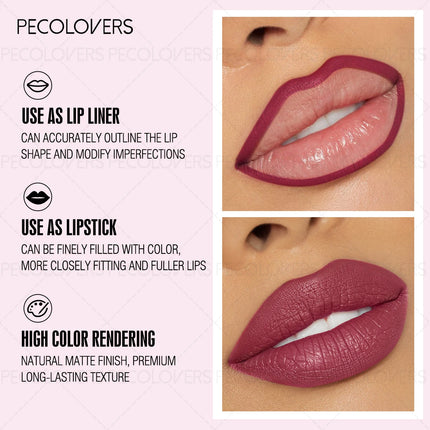 1 Pcs Matte Lip Liner Pen, Used As Lip Liner and Lipstick, Oblique Mouth Design Suitable for All Lip Types, Perfect Gifts