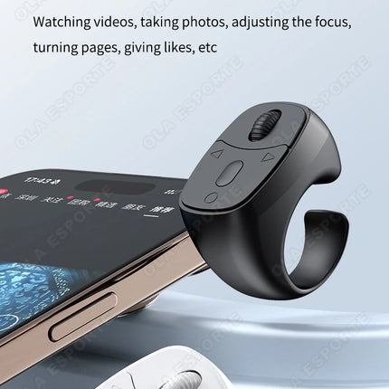 New Fingertip Remote Scrolling Ring Wireless Remote Control Camera Shutter Selfie Video Bluetooth 5.0 With Phone Stand smartring