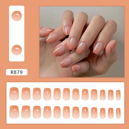 Thousands Stars 24 Pcs Press on Nails Pink Nail Polish Glossy Artificial Finger Manicure Reusable False Nails for Women
