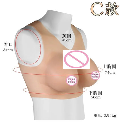 Crossdress for Men Beginner Fake Silicone Simulated Breast Forms Huge Boobs B/C/D/E/F Cup Transgender Drag Queen Shemale Cosplay