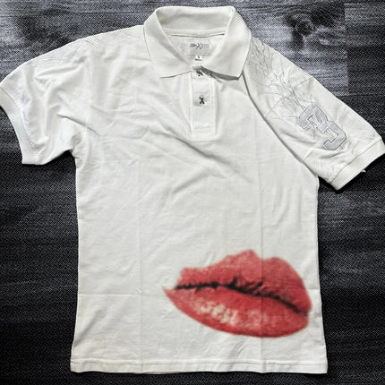 Y2K Polo Shirt Print Rock Goth Oversized T-shirt Hip Hop Button-down Collar Shirt Punk Casual Tee Minimalist and Fashionable