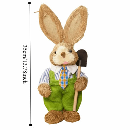 35cm Size Easter Straw Rabbit Handmade Craft Country Retro Style Woven Bunny Exquisite Hand Gifts Realistic Design