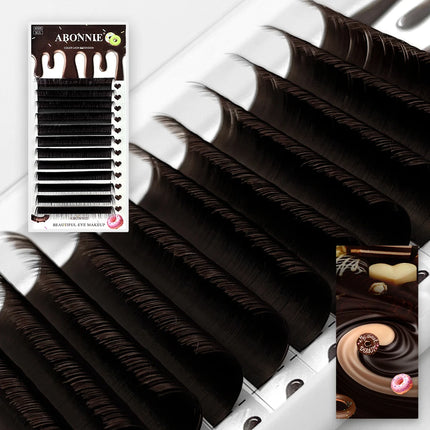 ABONNIE Classical Cocoa Brown Eyelash Extensions LC LB M L Curl Soft Natural Cashmere Brown Colorful Individual Mink Lashes
