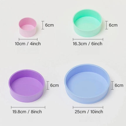 4/6/8/10 Inch Round Silicone Cake Mold Baking Pan for Mousse Fondant Pastry Dessert Jelly Reusable Non-Stick Cylinder Mold