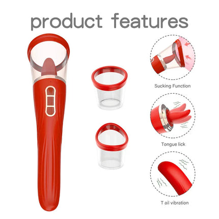 Tongue Licking with Sucking G Spot Vibrator 3 in 1 Sex Toys for Women Powerful Clitoral Nipple Oral Sucker Stimulation Massager