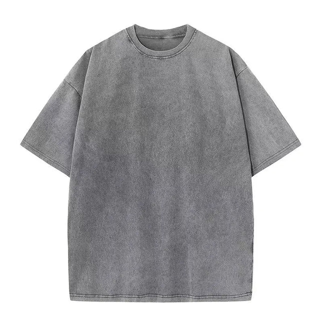 American Style Retro Heavyweight Solid Color Short Sleeved T-shirt Men Women Summer Street Trendy Washed Old Oversized Clothes