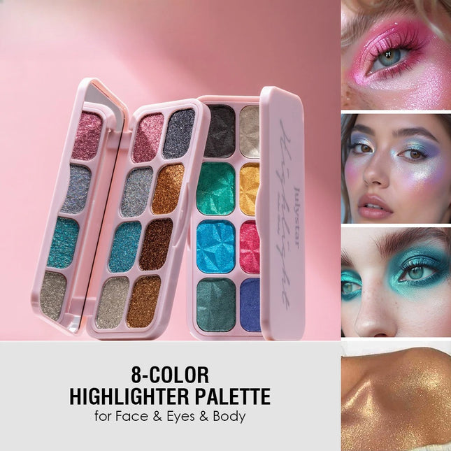 Creamy Eyeshadow Palette 8 Shade Set Buildable Sparkle and Highlight Easy Blend No Fallout for Woman Girl Quick Makeup Essential