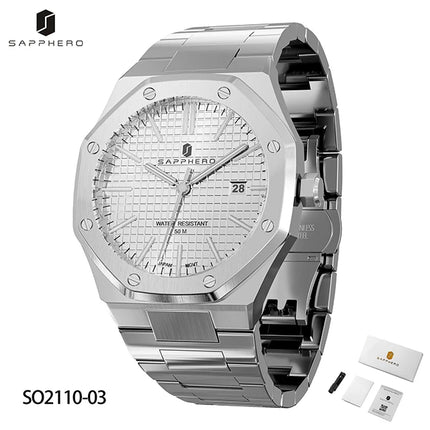 SAPPHERO Fashion Men's Watches Stainless Steel Business Watches Men's Waterproof Date Display Watches for Men