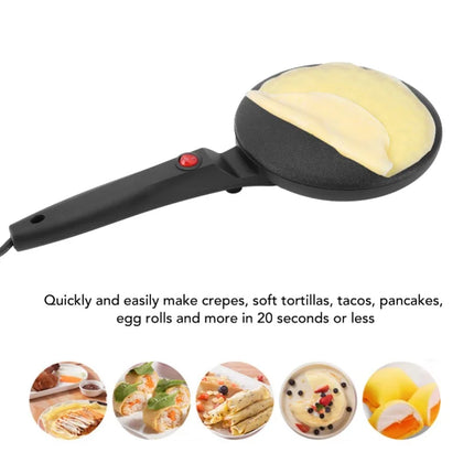 Electric Crepe Maker Stick Proof Round Home Pancake Machine With Long Handle For Egg Roll Tortilla Black