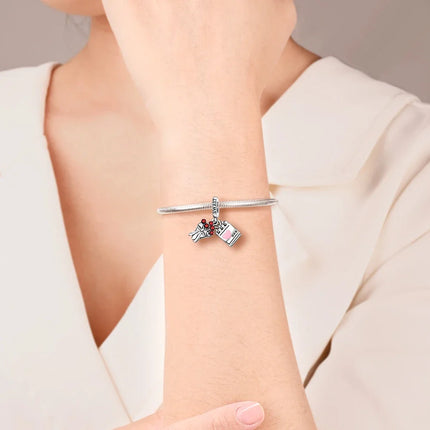 925 Silver Flowers Bouquet Rose Sunflower Blossom Petal Charms Beads Pendant Bracelet Necklace DIY Valentine's Day Gift Jewelry