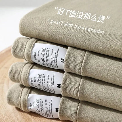 Men's and Women's T-shirts 300G Heavy Gray-purple Round Neck Short-sleeved T-shirts Women's Basic Pure Cotton Simple
