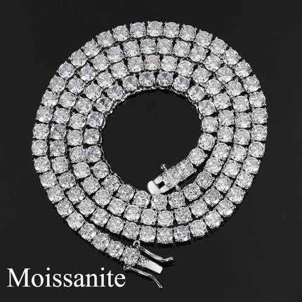 New D VVS1 Moissanite Tennis Necklace 3/4/5/mm for Women Luxury Exquisite 925 Sterling Silver Jewelry Simulated Diamond Gifts