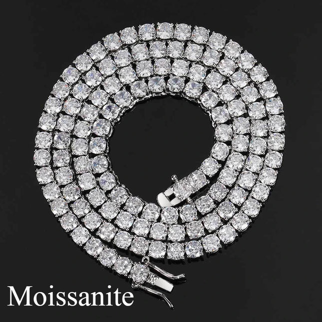 New D VVS1 Moissanite Tennis Necklace 3/4/5/mm for Women Luxury Exquisite 925 Sterling Silver Jewelry Simulated Diamond Gifts