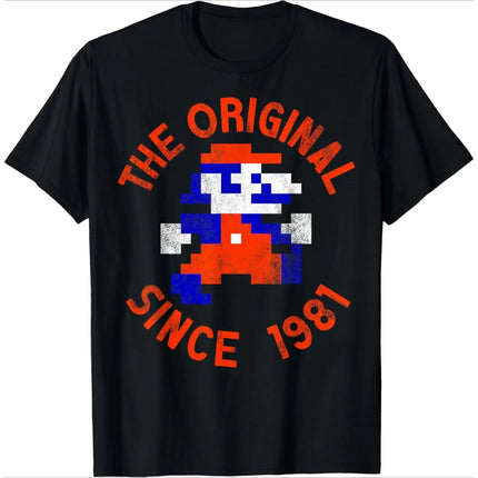 Super Mario pixel style graphic unisex 100%cotton shirt,2026 summer New Men vintage fashion O-neck Japanese Harajuku T-shirt