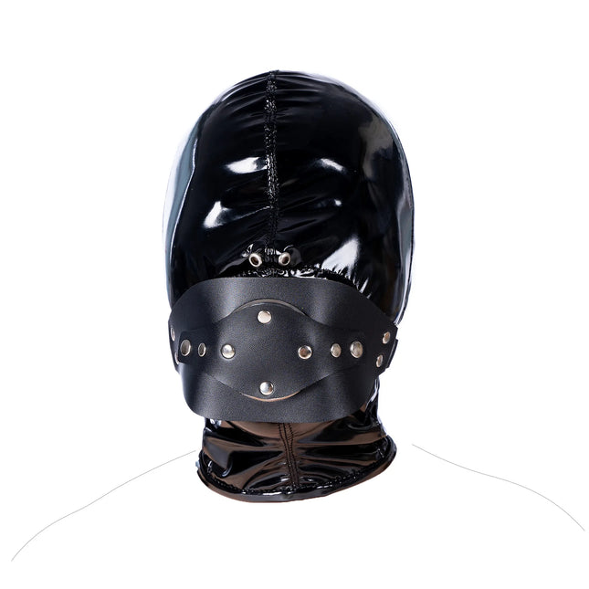 Fetish Cosplay Mask Soft Glossy Leather Full Cover Hood with Zipper Anime Halloween Party Costume Props Stage Performance Mask