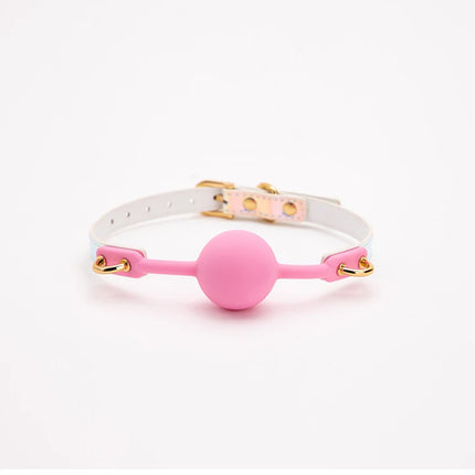 Soft Silicone Ball Gag Oral Fixation Bondage Mouth Gag Mouth Stuffed PU Leather Band Sex Toys for Couples Adult Games 18+
